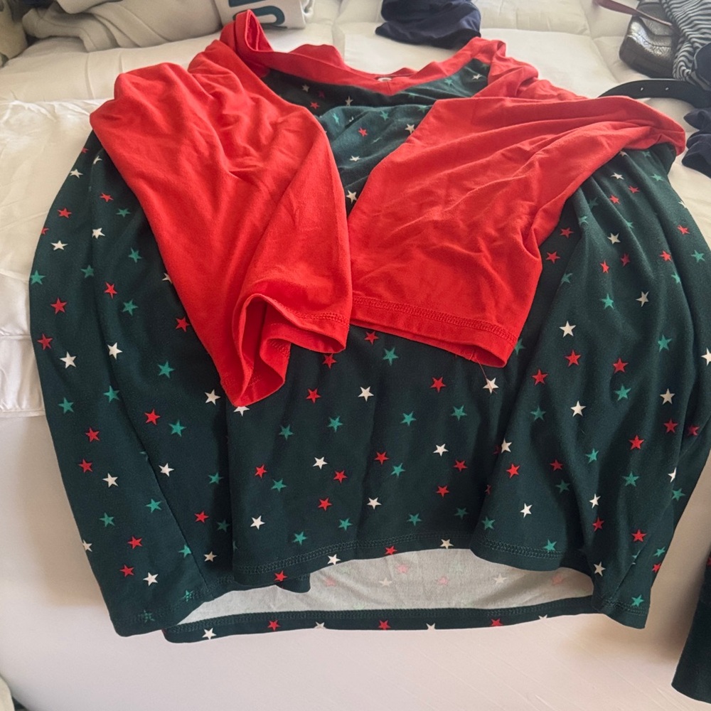 Red and Green Star Patterned Top